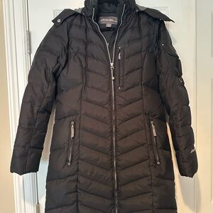 Eddie Bauer Women's Black Sun Valley Down Duffle Coat  size M